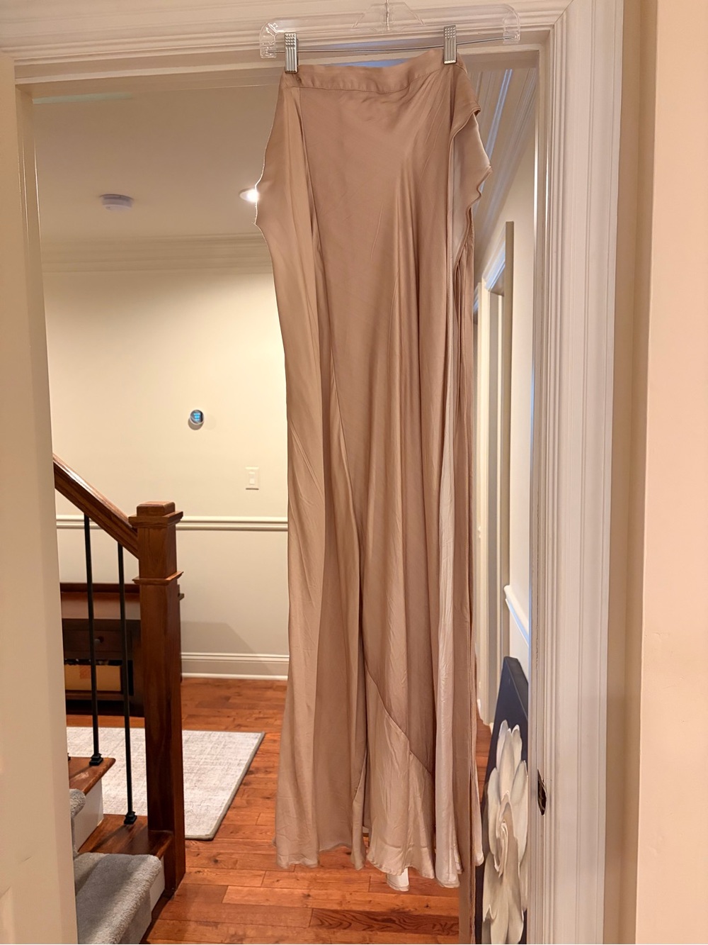 Chan Luu Taupe Maxi Dress with Ruffle Trim